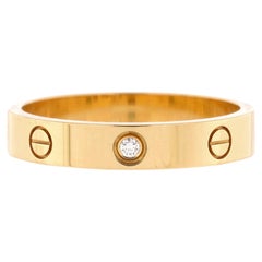 Cartier Love Wedding Band 1 Diamond Ring 18k Yellow Gold with Diamond