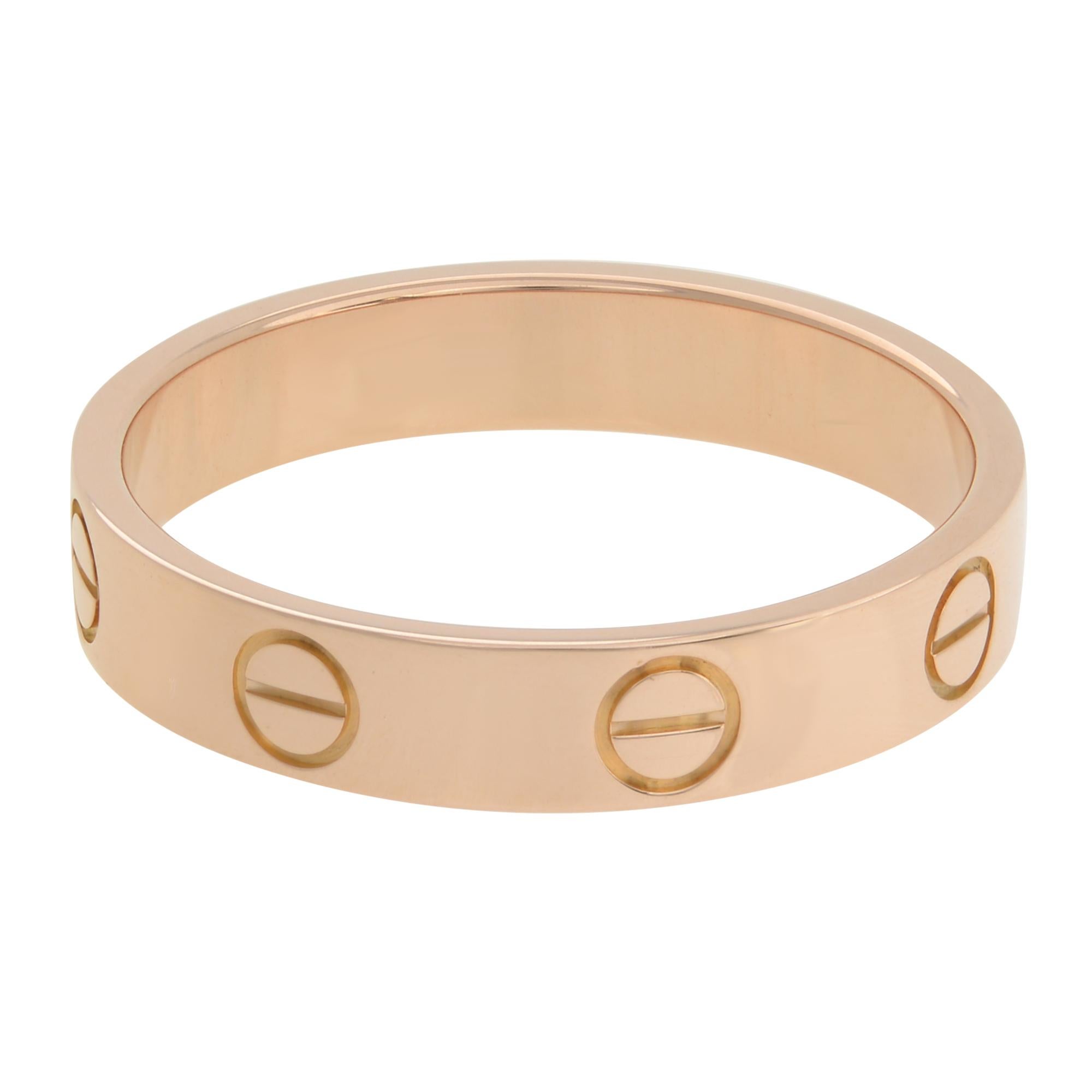 Cartier Love Wedding Band 18K Rose Gold In Excellent Condition In New York, NY