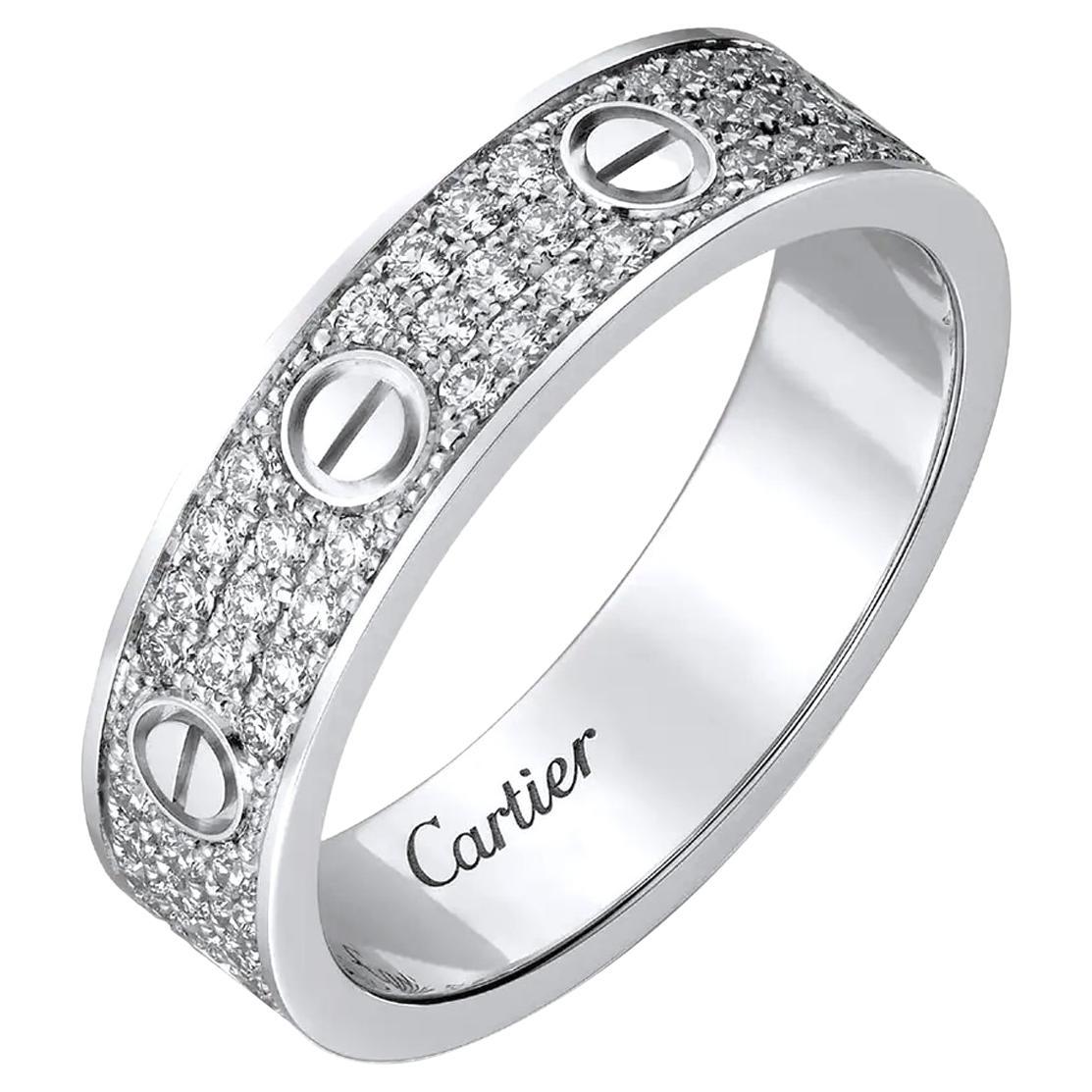 Cartier Love Wedding Band Brilliant-Cut Diamond-Paved 18K White Gold Ring