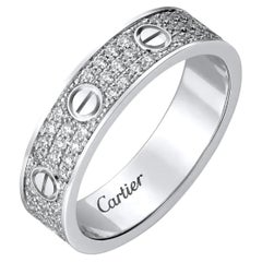 Cartier, bague d'amour en or blanc 18 carats peinte de diamants taille brillant