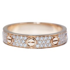 Cartier Love Wedding Band Diamond-Paved Ring in Pink Gold