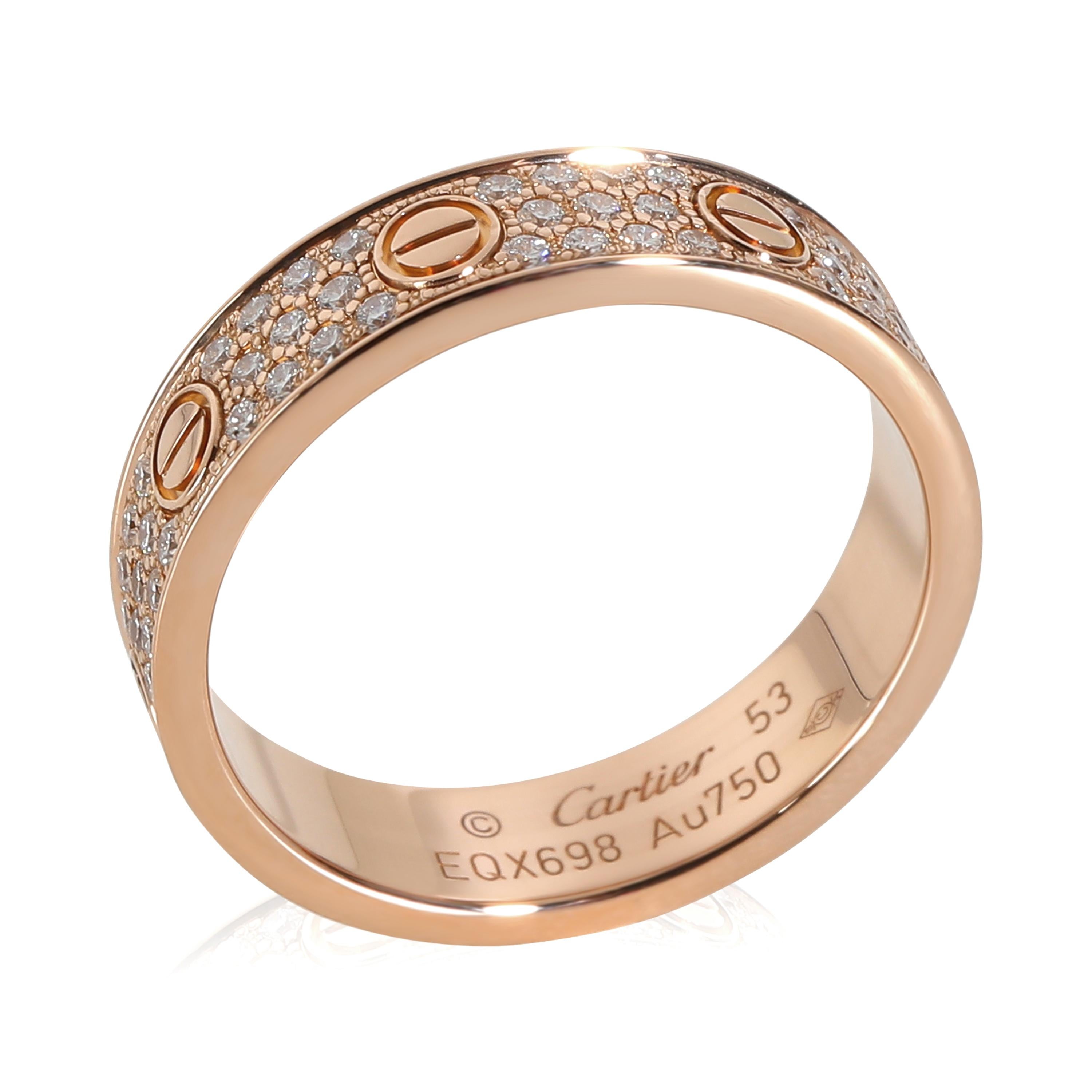 Cartier Love Wedding Band, Diamond Paved (Rose Gold) In Excellent Condition In New York, NY