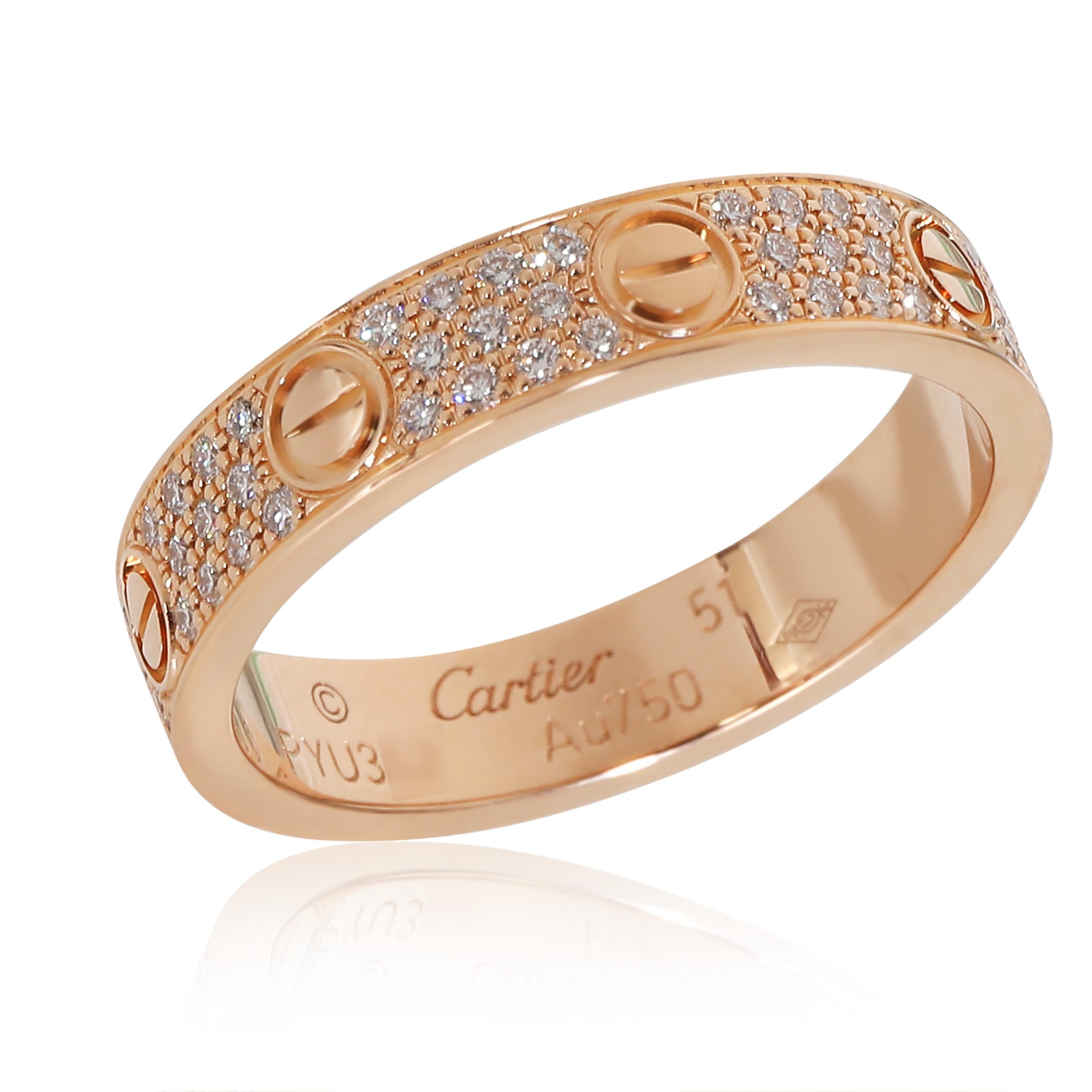 Cartier Love Ehering, Diamant-Pavé (Roségold) im Zustand „Hervorragend“ in New York, NY