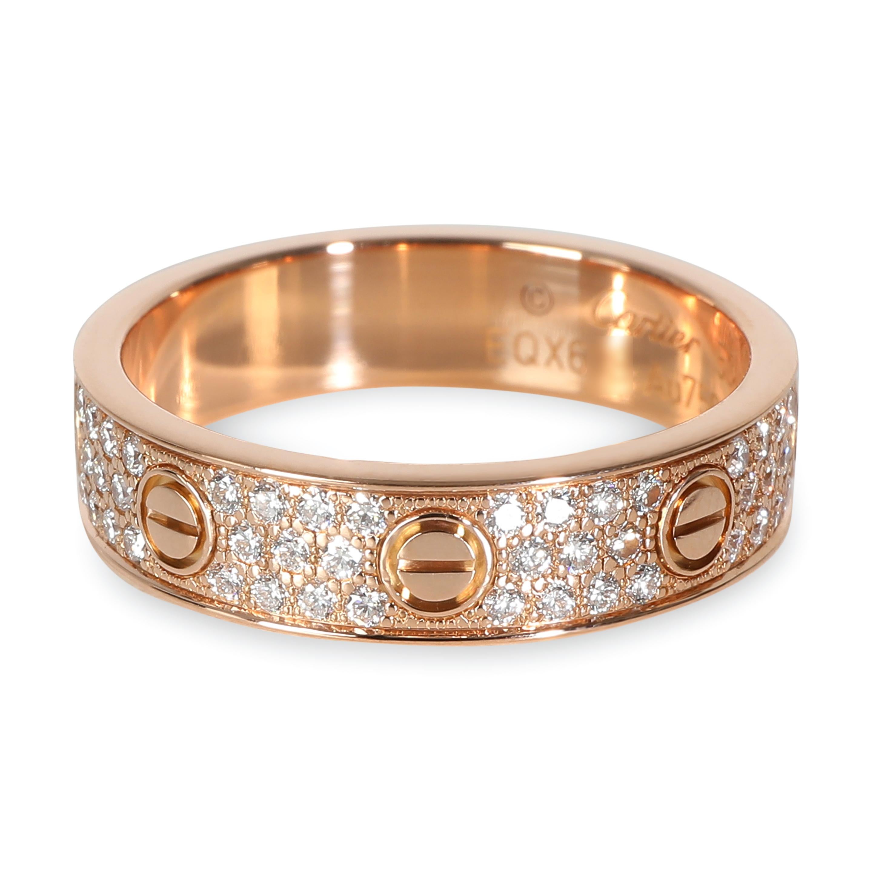 Women's or Men's Cartier Love Wedding Band, Diamond Paved (Rose Gold)