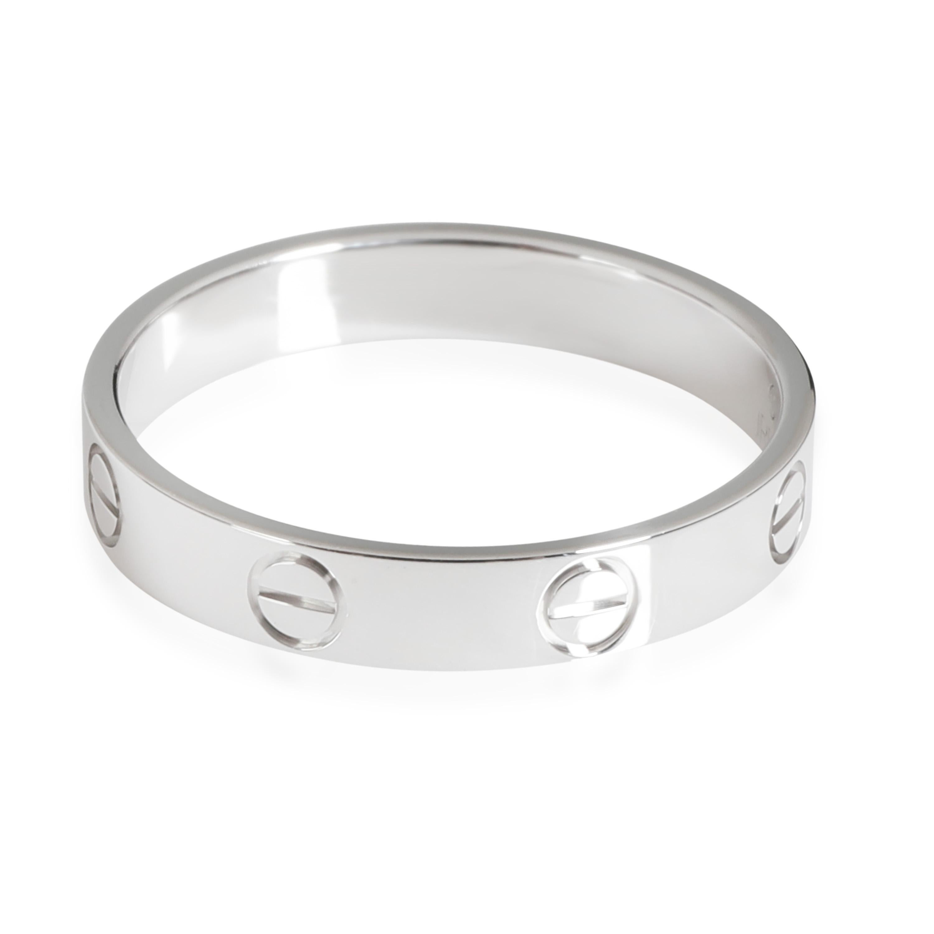 Cartier LOVE Wedding Band in 18k White Gold

PRIMARY DETAILS
SKU: 117053
Listing Title: Cartier LOVE Wedding Band in 18k White Gold
Condition Description: Retails for 1250 USD. In excellent condition and recently polished. Ring size is 8.0.Comes