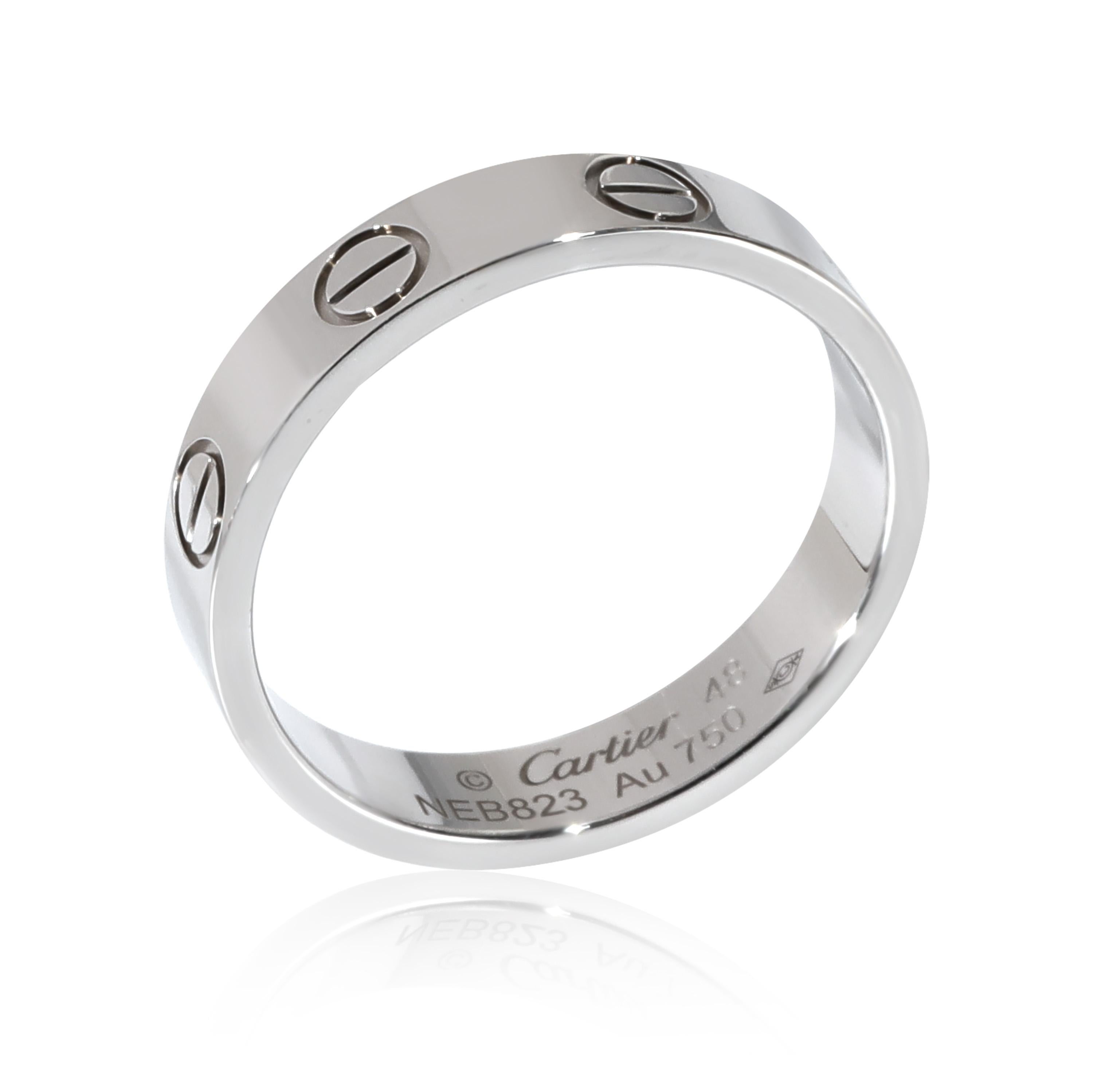 Women's or Men's Cartier Love Wedding Band in 18k White Gold For Sale