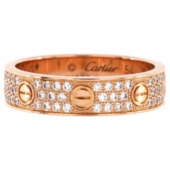 Cartier Love Wedding Band Pave Diamonds Ring 18k Rose Gold and Diamonds