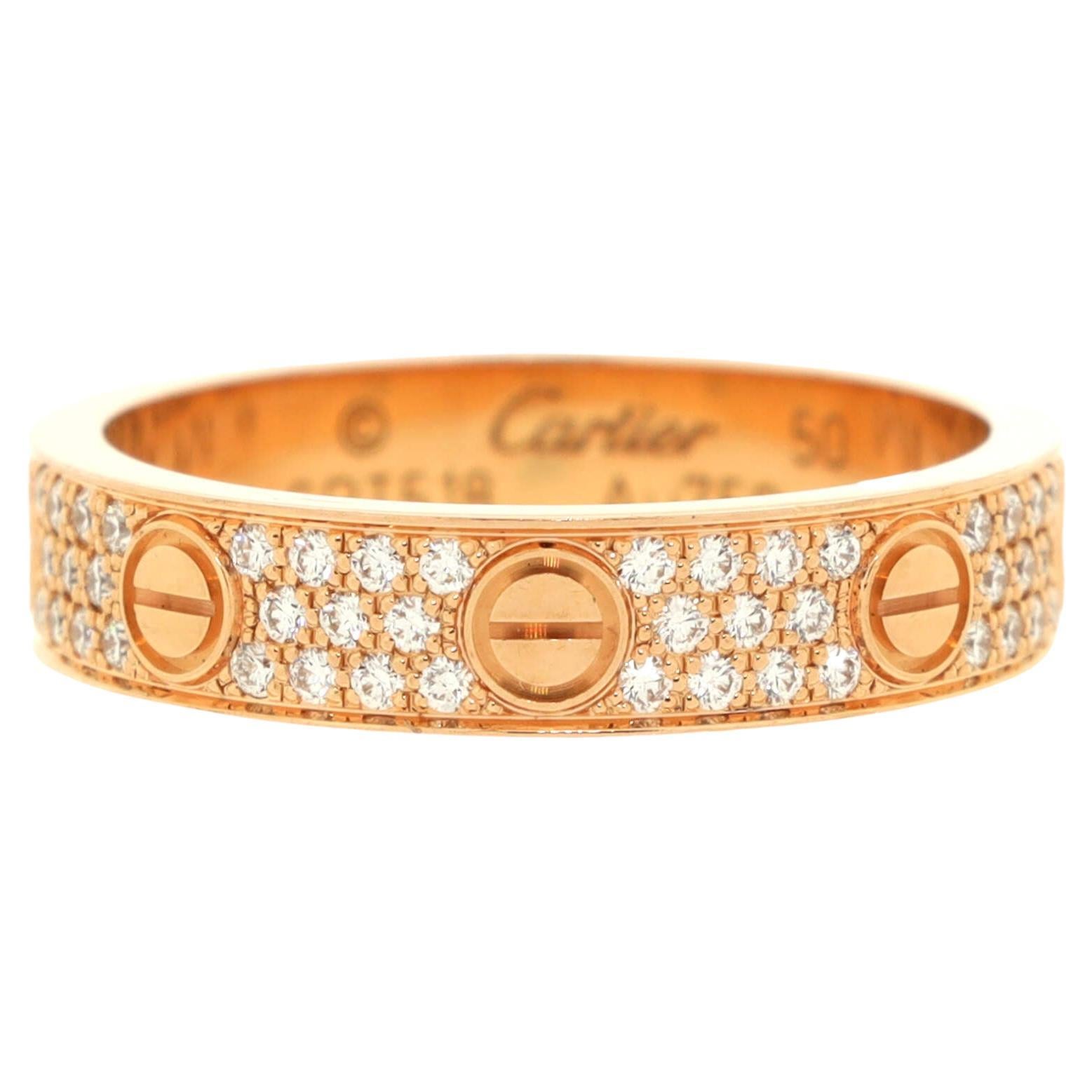 Cartier Love Wedding Band Pave Diamonds Ring 18K Rose Gold and Diamonds Cartier Love Wedding Band Pave Diamonds Ring 18K Rose Gold and Diamonds