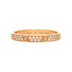 Cartier Love Wedding Band Pave Diamonds Ring 18K Rose Gold and Diamonds Small