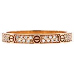 Cartier Love Wedding Band Pave Diamonds Ring 18k Rose Gold and Diamonds Small