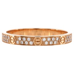 Cartier Love Wedding Band Pave Diamonds Ring 18K Rose Gold and Diamonds Small