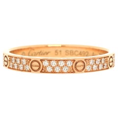 Cartier Love Wedding Band Pave Diamonds Ring 18K Rose Gold and Diamonds Small