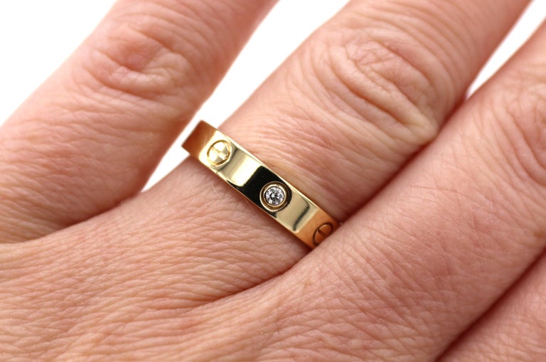 Cartier Love Wedding Band Ring 1 Diamond Yellow Gold