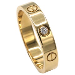 Cartier Love Wedding Band Ring 1 Diamond Yellow Gold