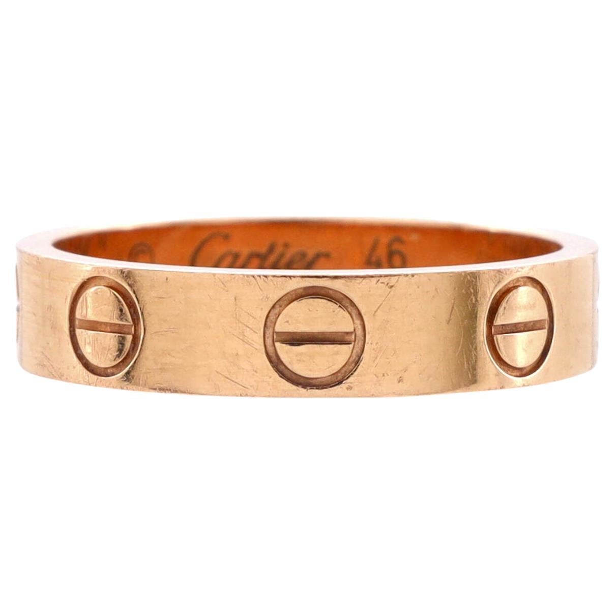 Cartier Love 3 Diamonds Band Ring 18k Rose Gold with Diamonds For Sale