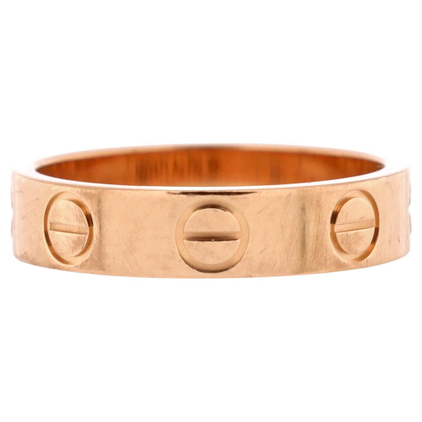 Cartier Love Wedding Band Ring 18K Rose Gold For Sale