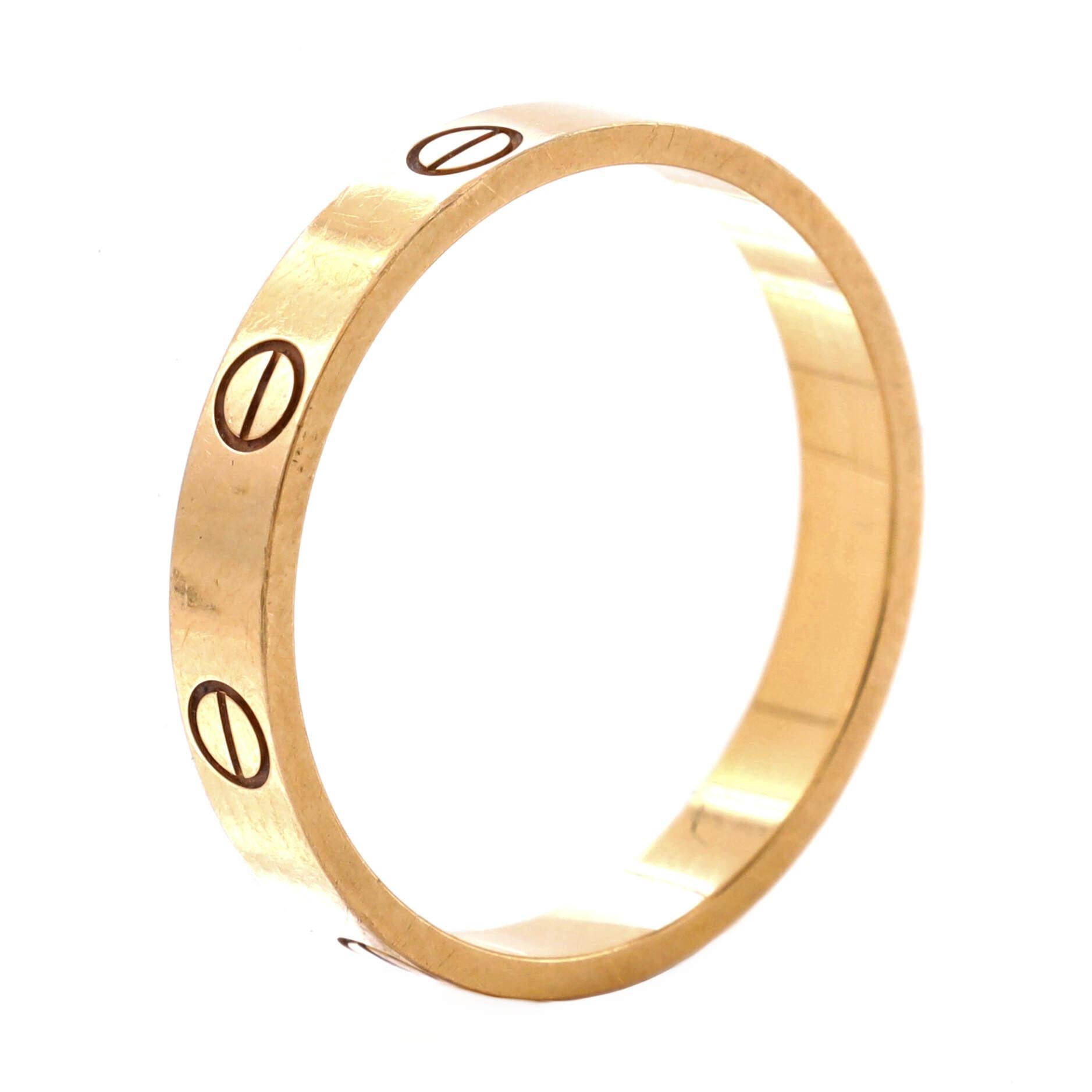 Cartier Love Wedding Band Ring 18k Yellow Gold In Good Condition In New York, NY
