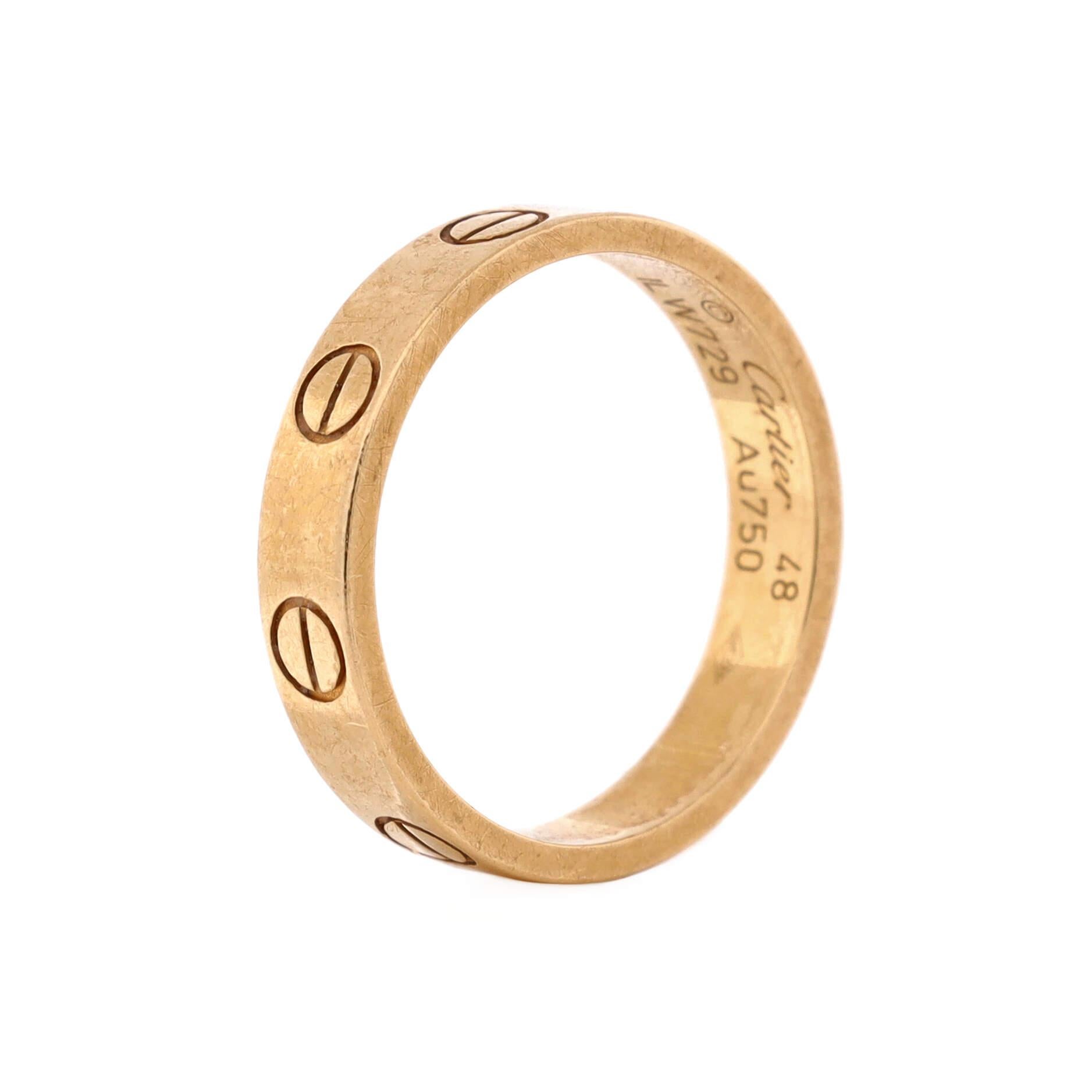 Cartier Love Ehering aus 18 Karat Gelbgold im Zustand „Relativ gut“ in New York, NY