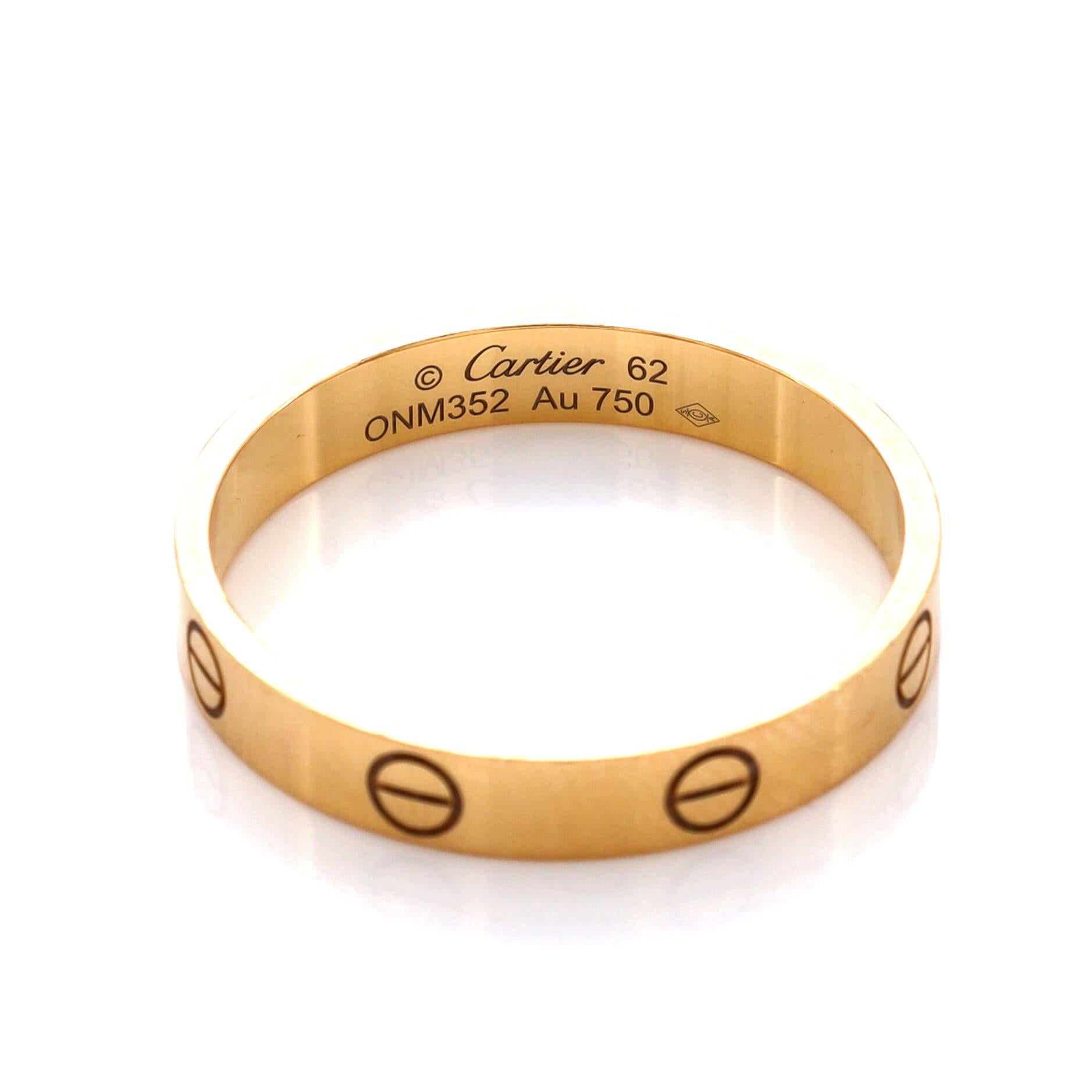 Women's or Men's Cartier Love Wedding Band Ring 18k Yellow Gold