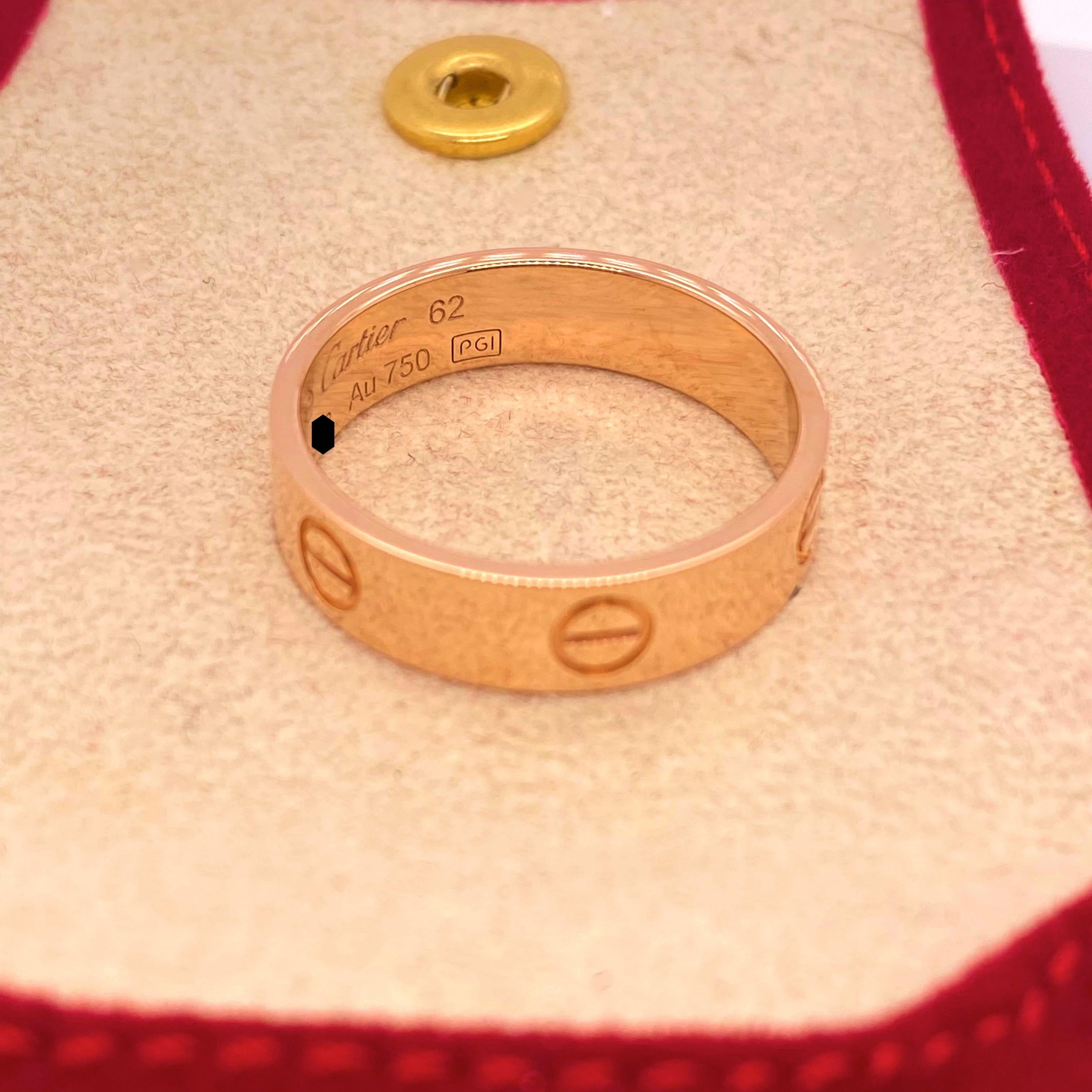 Cartier LOVE Wedding Band Ring 18kt Pink Gold In Excellent Condition For Sale In San Diego, CA