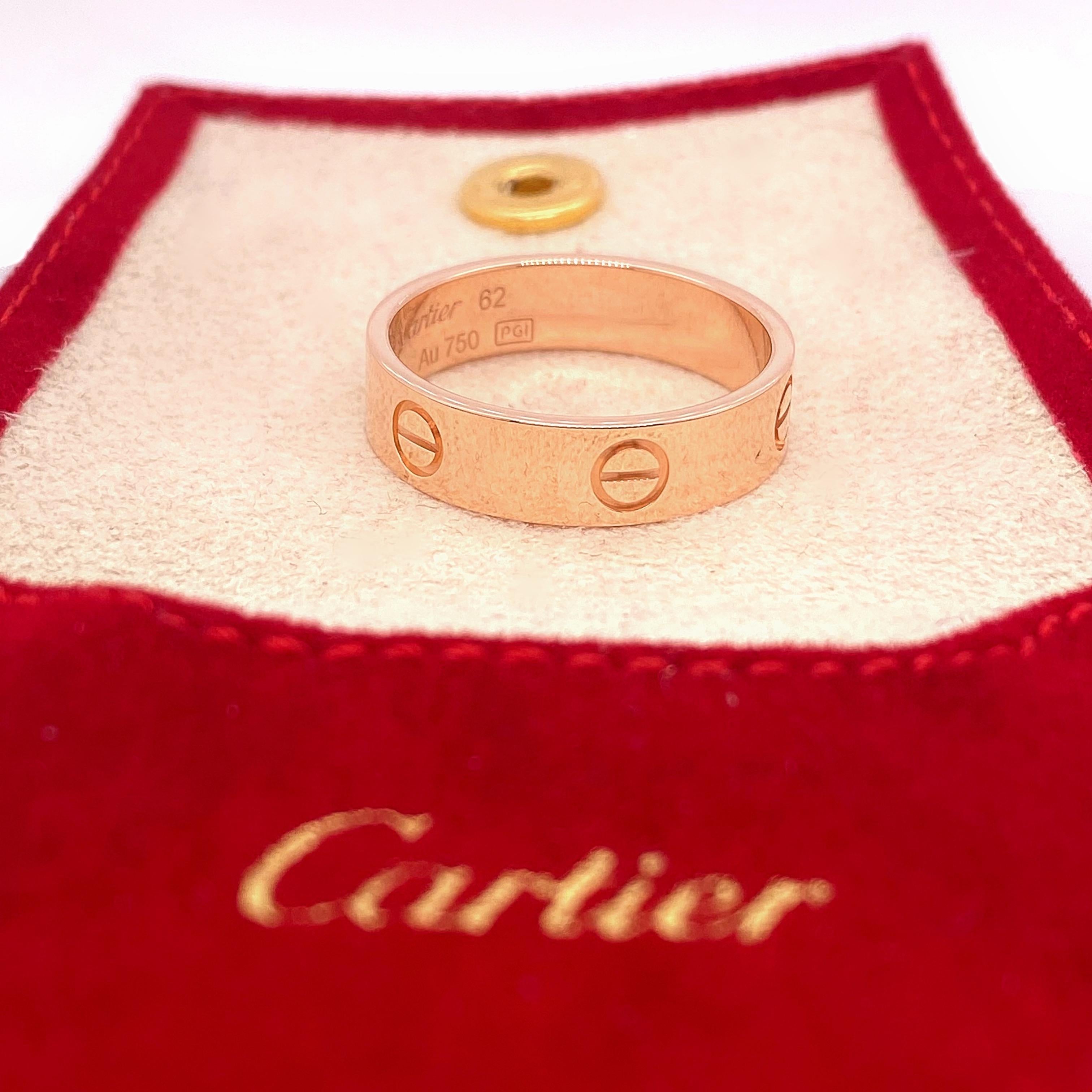 Women's or Men's Cartier LOVE Wedding Band Ring 18kt Pink Gold For Sale