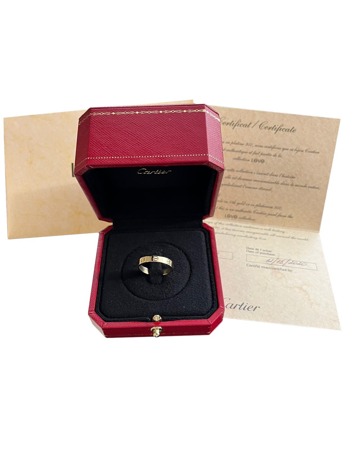 Cartier Love Wedding Band Ring 57 Size 18 Karat Yellow Gold In Good Condition In Aventura, FL