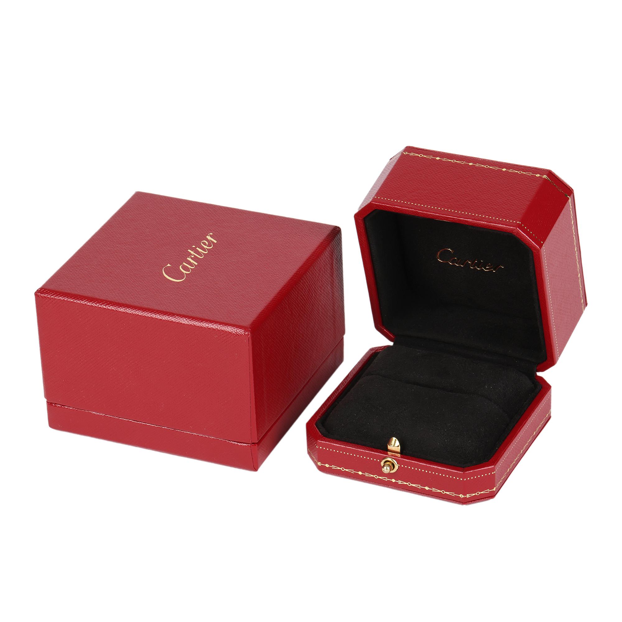 This ring by Cartier is from their Love collection and features their iconic screw detail. Accompanied by a Cartier Box and Certificate. Our reference is J869 should you need to quote this.
ITEM CONDITION	Excellent
XUPES