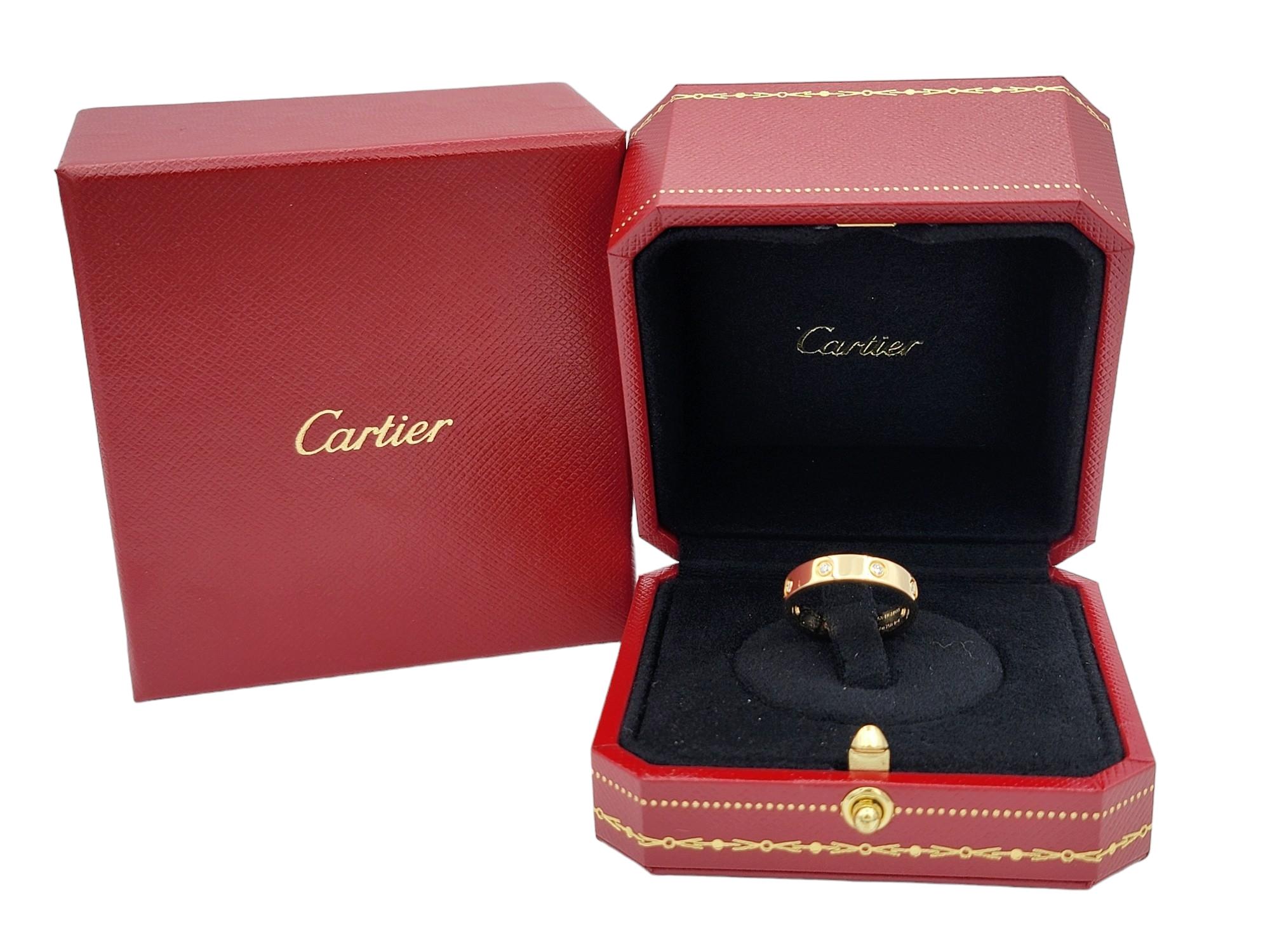 Cartier Love Wedding Band Ring with 8 Diamonds in 18 Karat Yellow Gold, 4mm For Sale 1