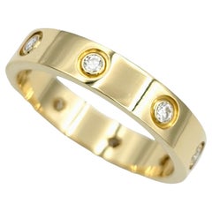 Fede nuziale Cartier Love con 8 diamanti in oro giallo 18 carati, 4mm