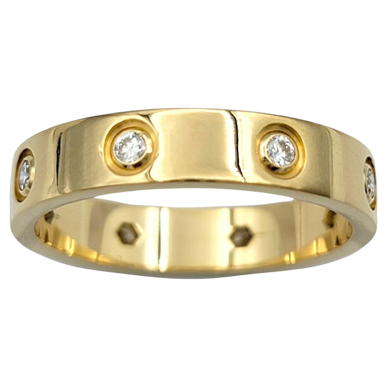 Cartier Love Wedding Band Ring with Diamonds Set in 18 Karat Yellow Gold For Sale