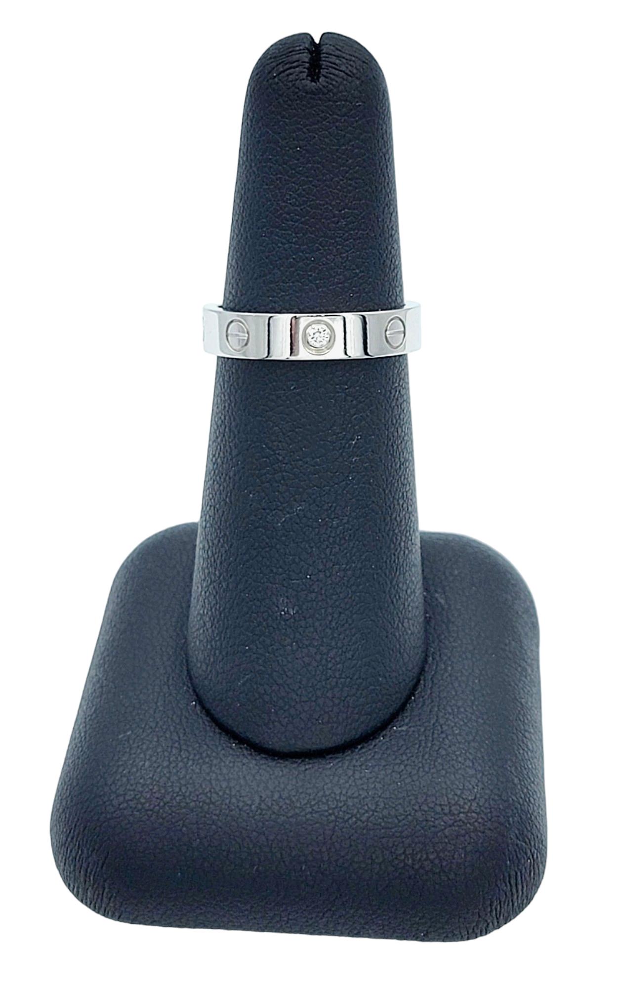 Cartier Love Wedding Band Ring with Single Round Diamond in 18 Karat White Gold For Sale 2