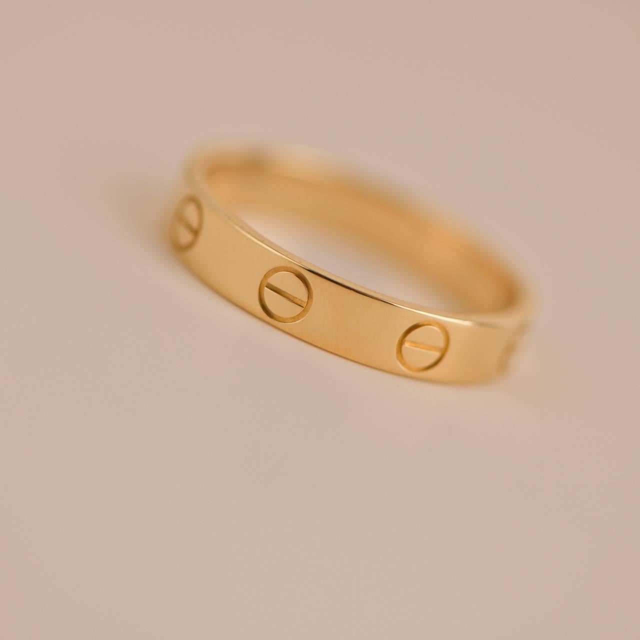 Cartier Love Wedding Band Ring Yellow Gold Size 55 In Excellent Condition For Sale In Banbury, GB