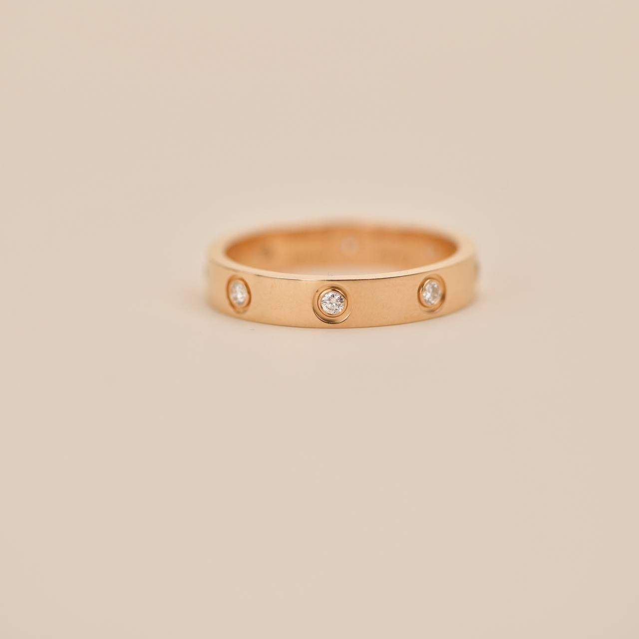 Cartier Love Wedding Ring Rose Gold with 8 Diamonds In Excellent Condition In Banbury, GB