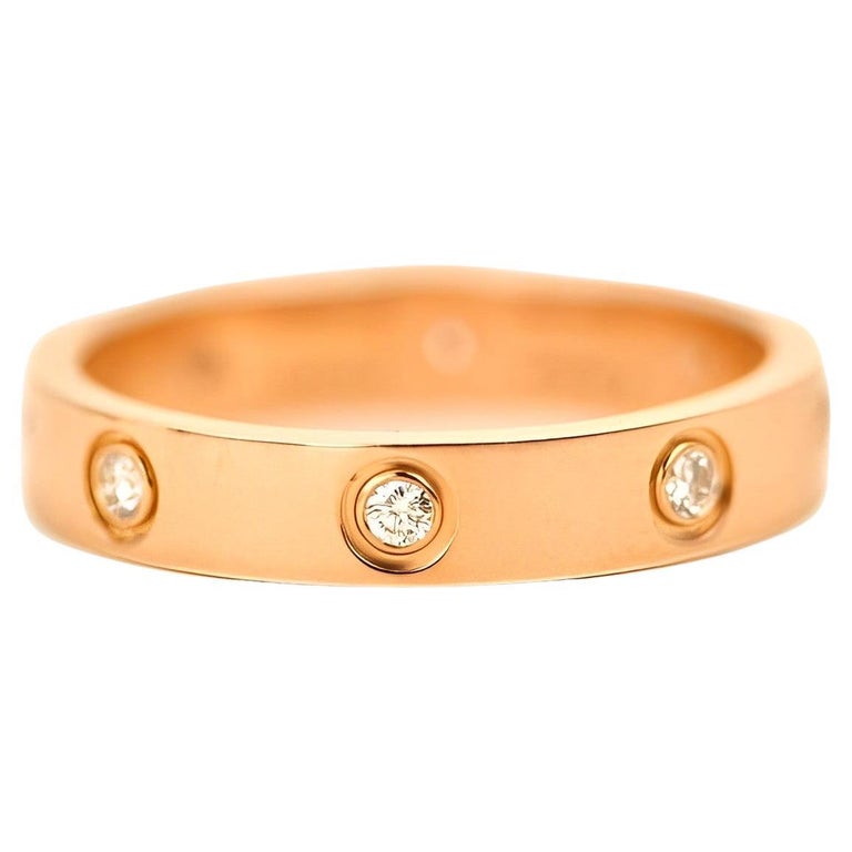 Cartier Love Wedding Ring Rose Gold with 8 Diamonds For Sale at 1stDibs