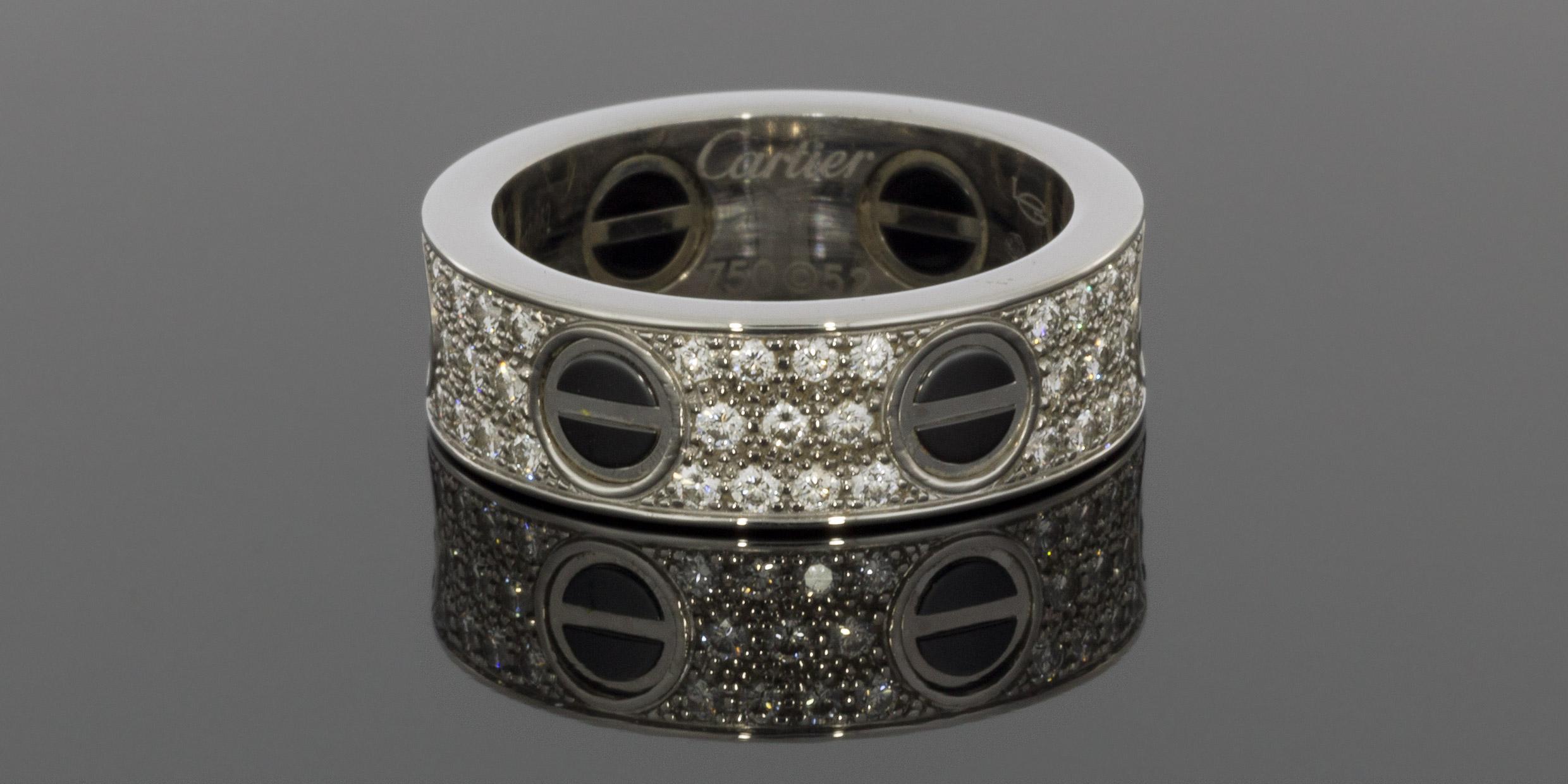 Round Cut Cartier Love White Gold 0.74 Carat Round Diamond Band Ladies Fashion Ring