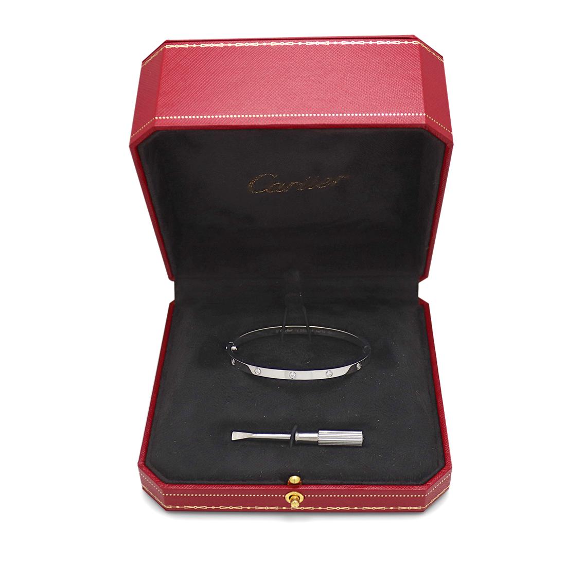 Brilliant Cut Cartier 'Love' White Gold 10-Diamond Bracelet, Small Model