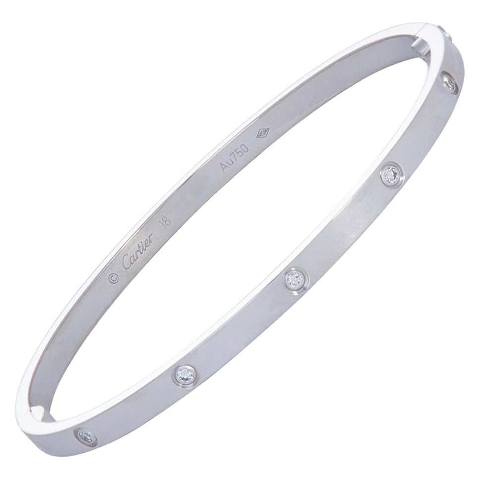 Cartier 
Love
 White Gold 10-Diamond Bracelet, Small Model