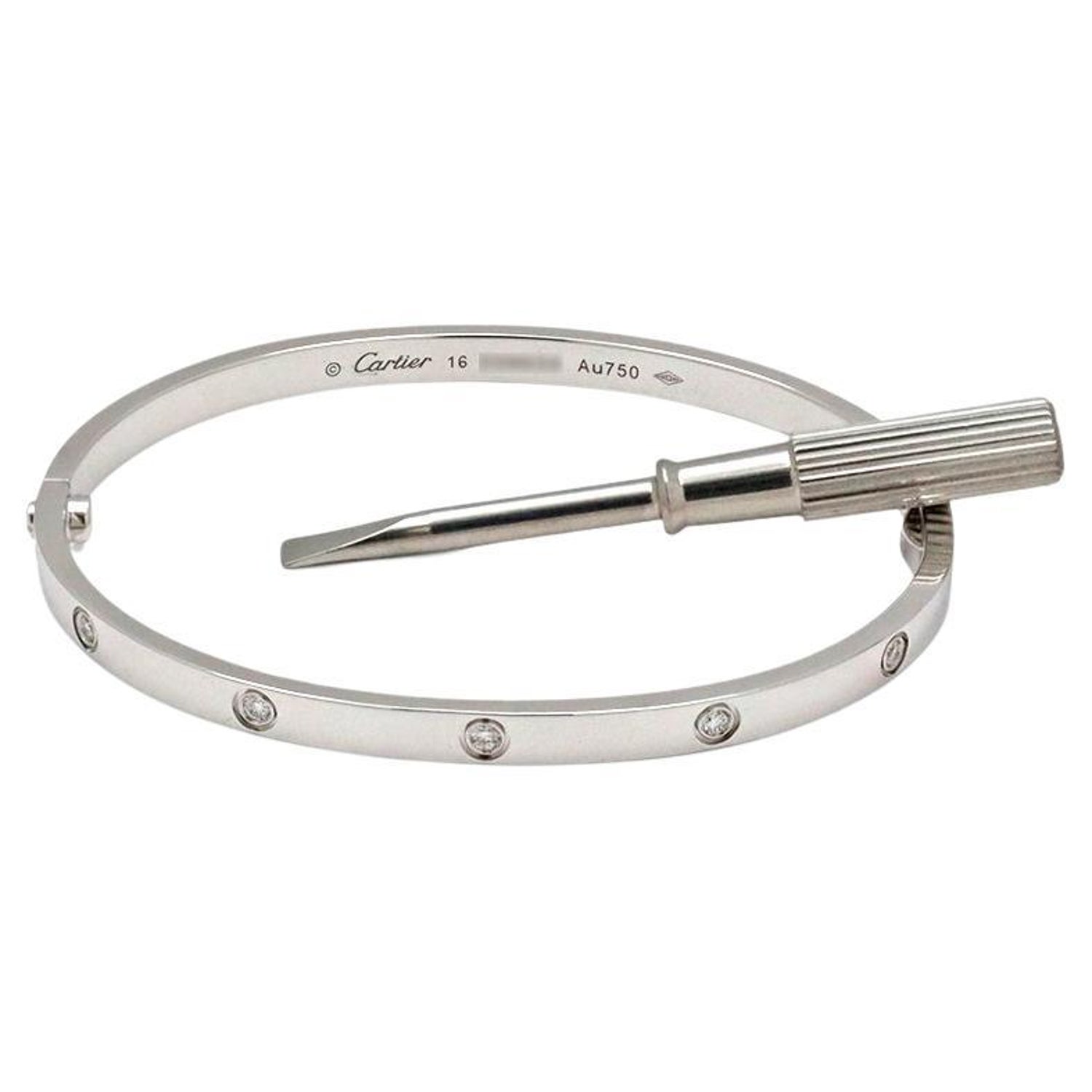 Cartier Love White Gold 10 Diamond Bracelet Small Model At 1stdibs