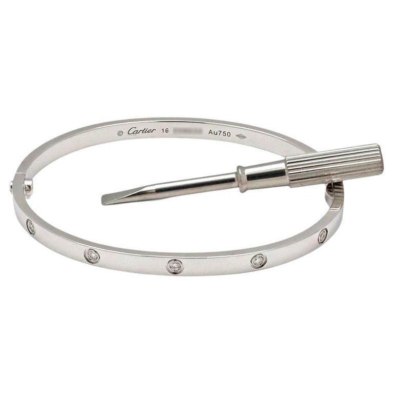 Cartier 'Love' White Gold 10-Diamond Bracelet, Small Model at 1stDibs