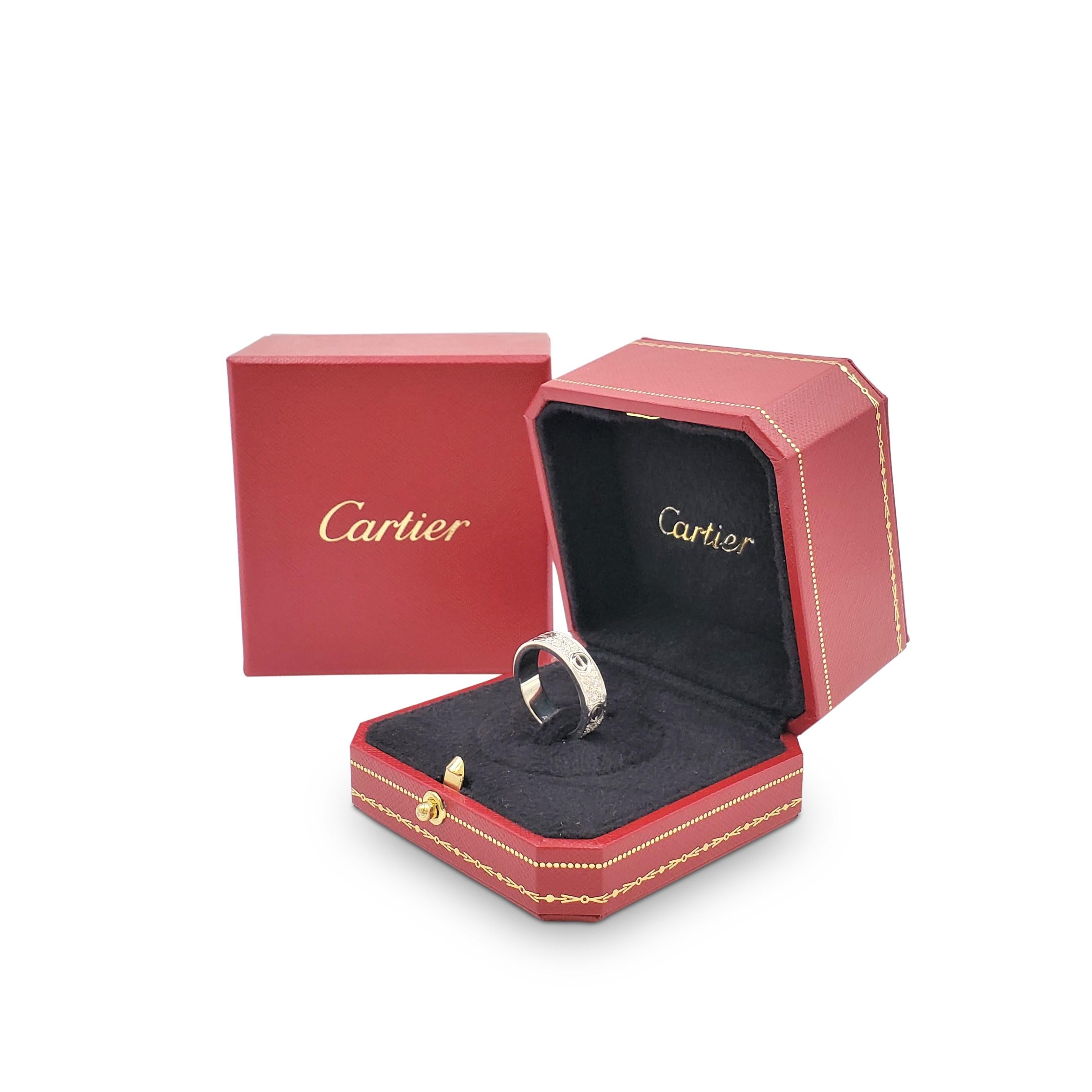 Cartier 'Love' White Gold and Diamond Pave Ring In Excellent Condition For Sale In New York, NY