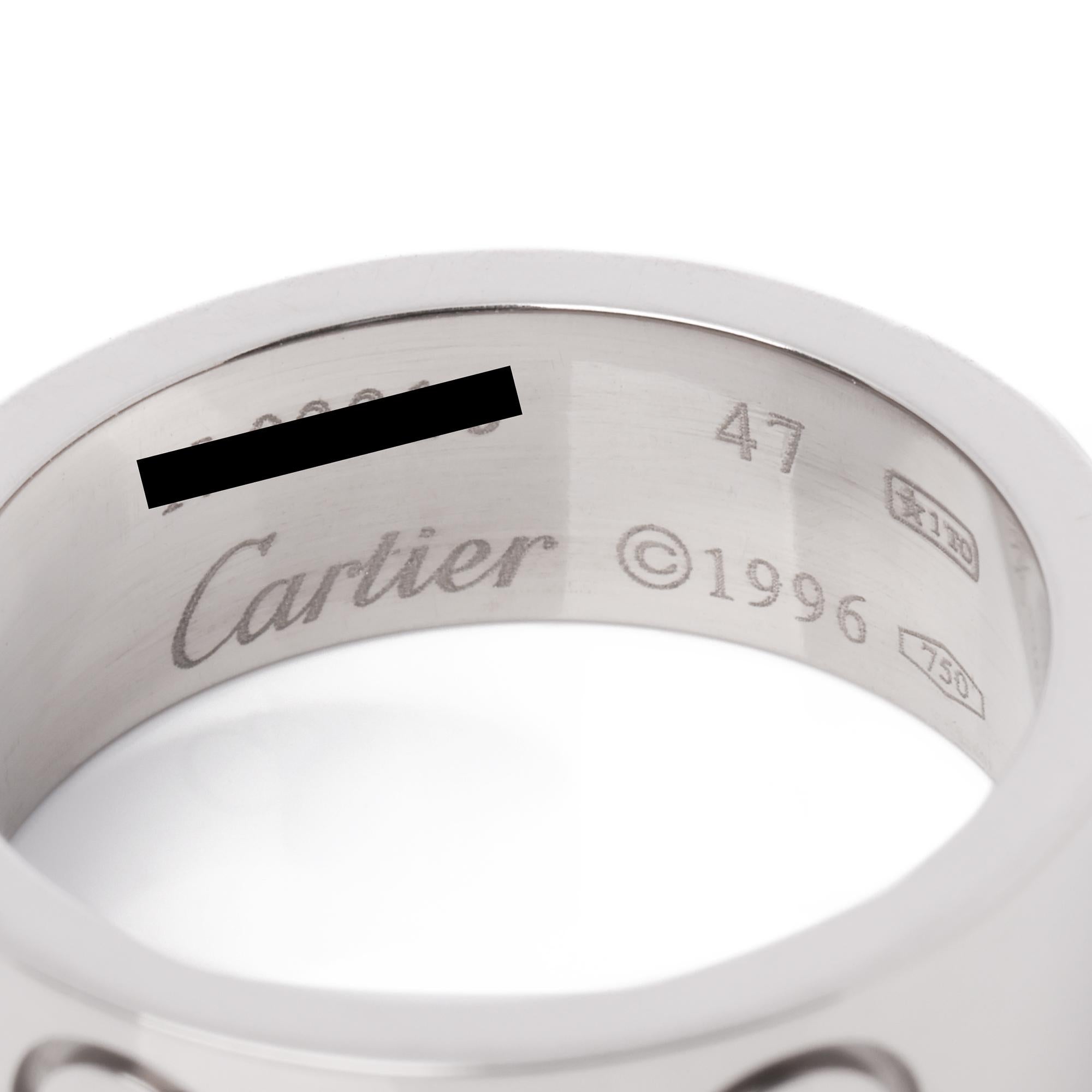 Cartier: 18 Karat Weißgold Love Band-Ring (Zeitgenössisch) im Angebot