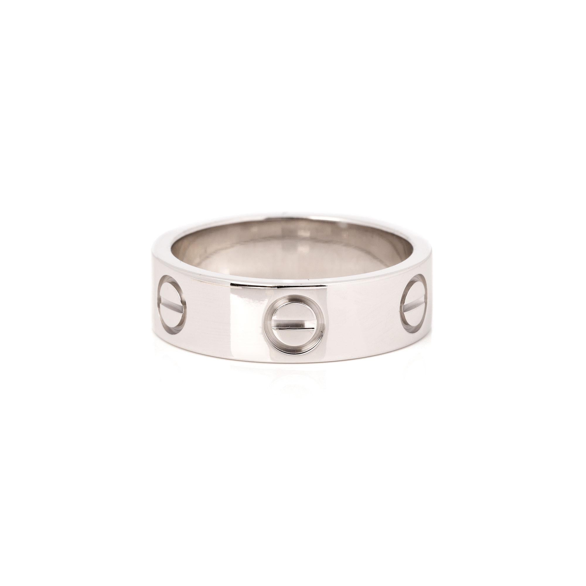 Contemporary Cartier Love White Gold Band Ring