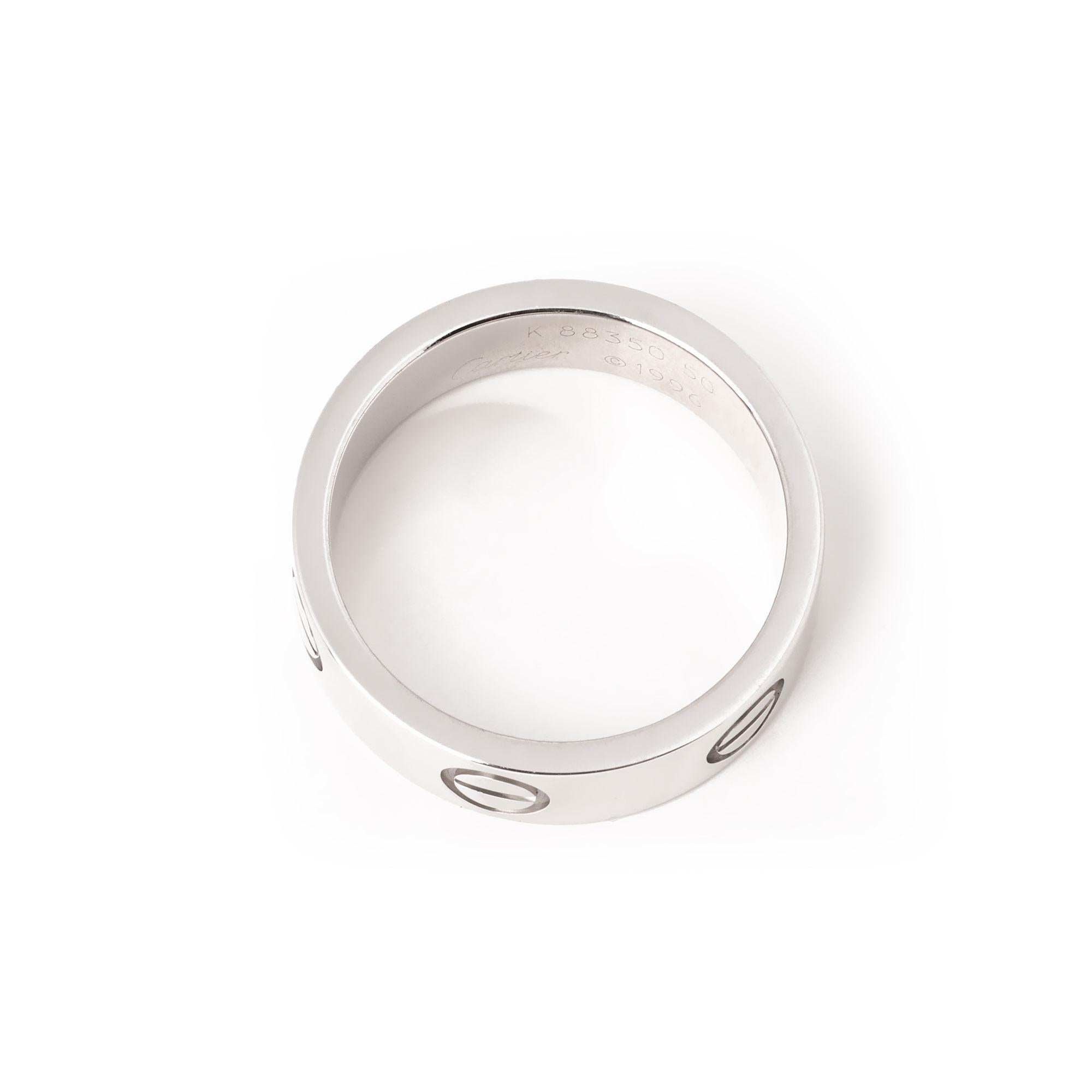 Women's or Men's Cartier Love White Gold Band Ring