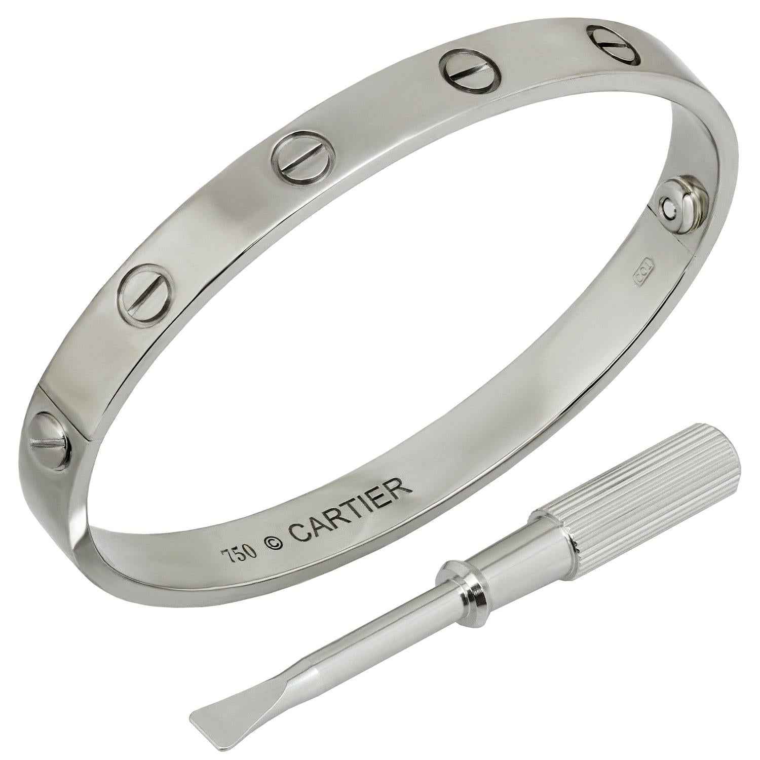 Cartier Love White Gold Bangle Bracelet Box Papers