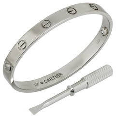 Cartier Love White Gold Bangle Bracelet Box Papers