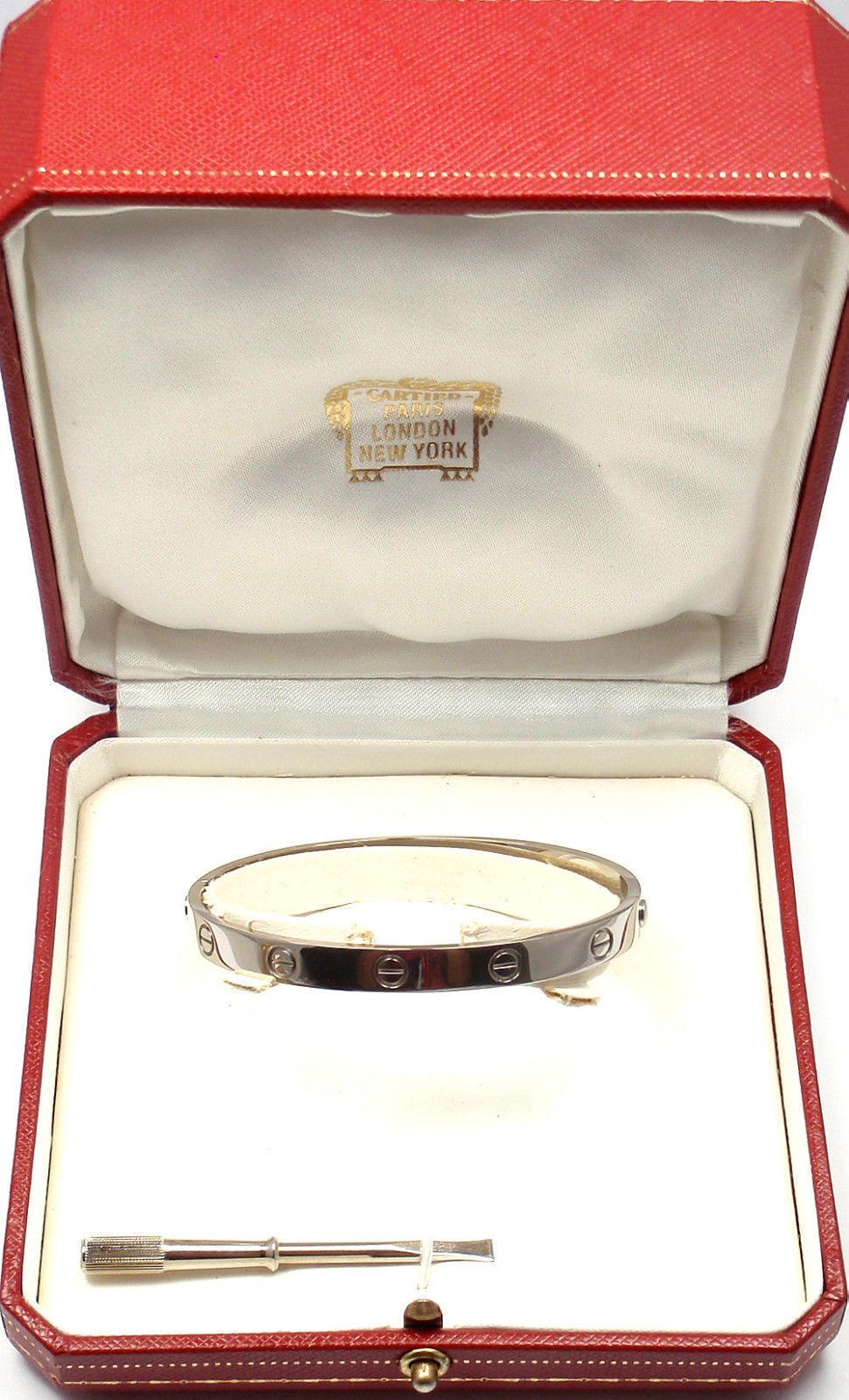Women's or Men's Cartier Love White Gold Bangle Bracelet