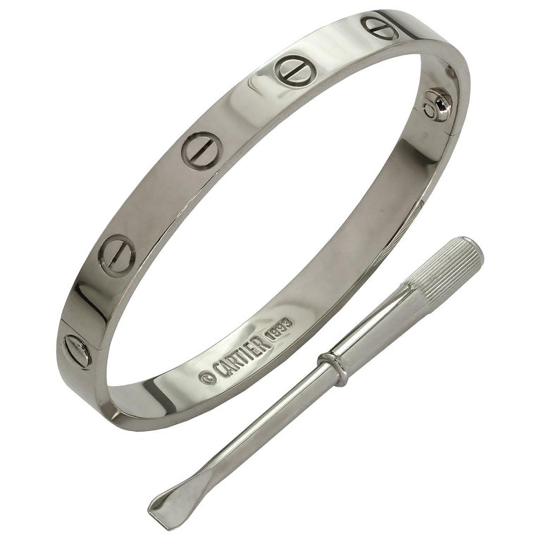 Cartier Love White Gold Bangle Bracelet. Sz. 17 For Sale at 1stDibs cartier love bracelet