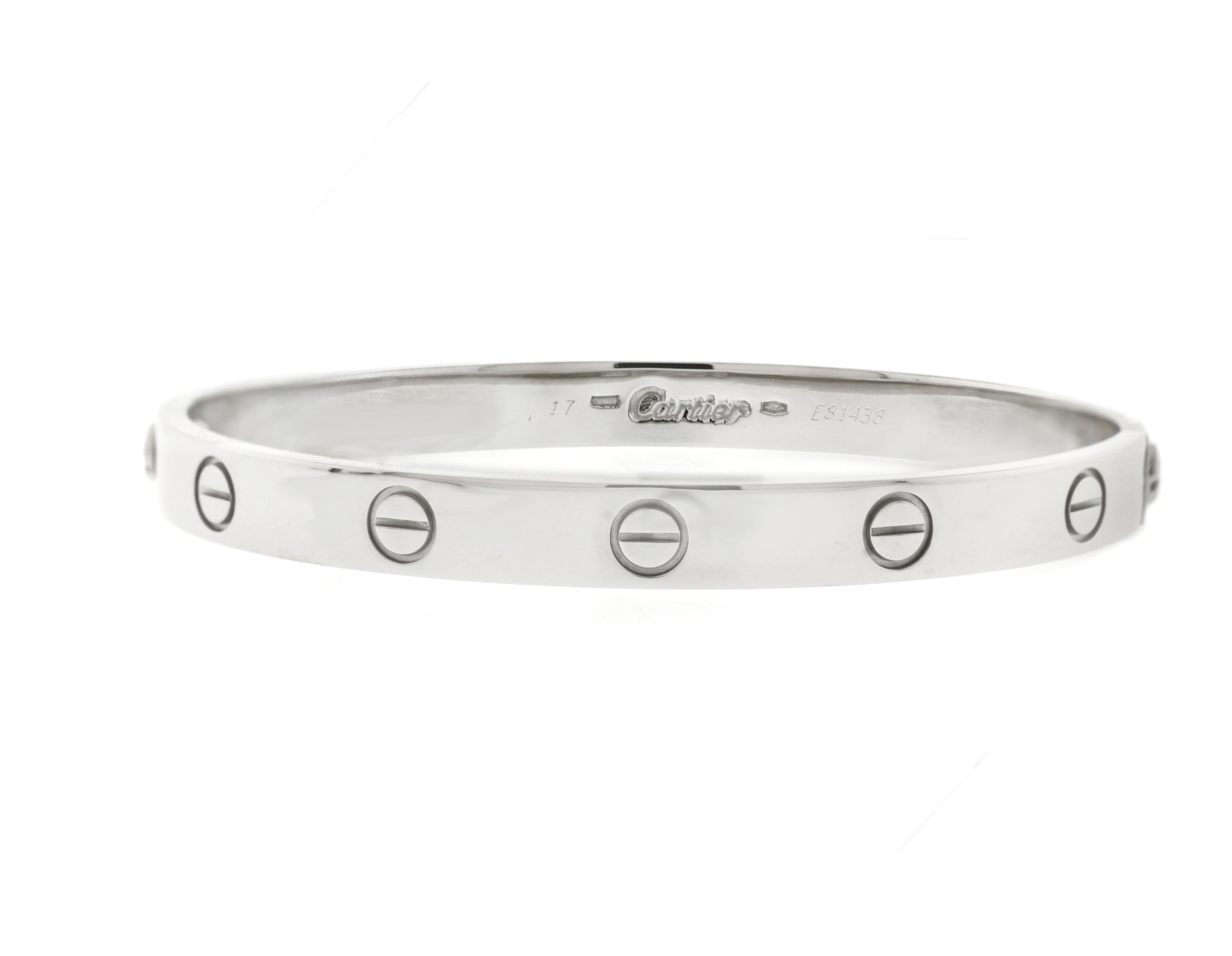 Cartier 'Love' Weißgold-Armband im Zustand „Hervorragend“ in Bethesda, MD