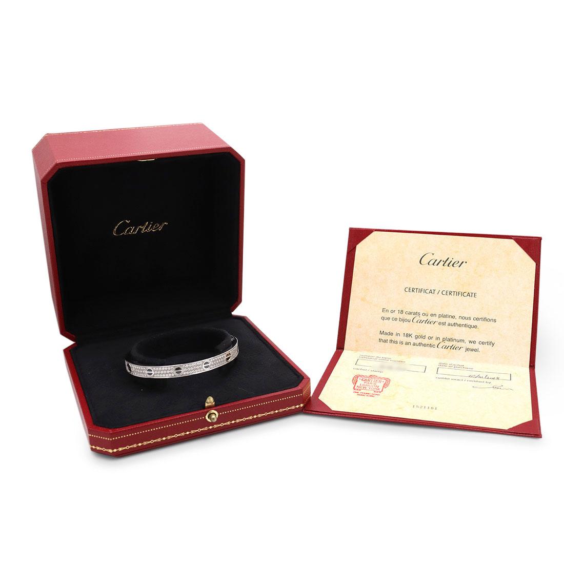 Round Cut Cartier 'Love' White Gold Diamond and Ceramic Bracelet