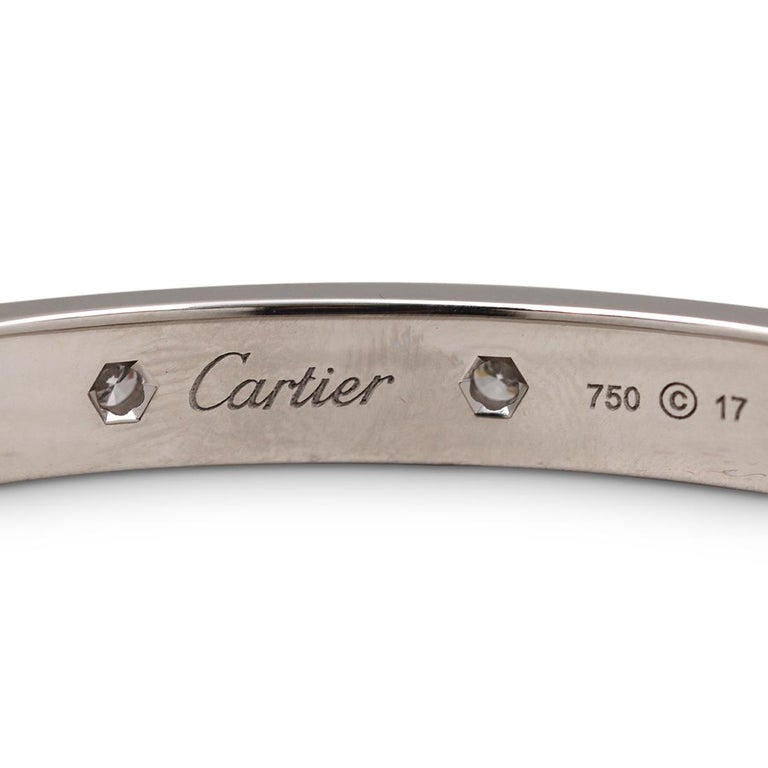 Women's or Men's Cartier 'Love' White Gold Diamond Bracelet For Sale